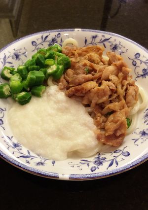 豚肉＆山芋うどん-レシピのメイン写真