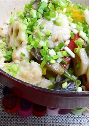 ストウブでささ身と彩野菜の甘酢炒め-レシピのメイン写真