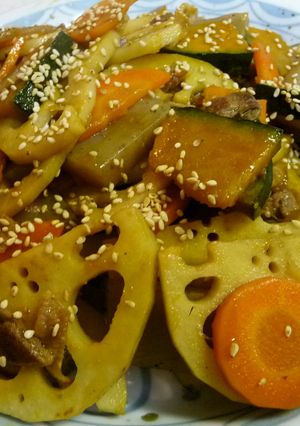蓮根と冷蔵庫の残り野菜のきんぴら風-レシピのメイン写真
