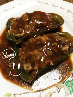 レンジ☆ ピーマンの肉詰め 簡単 (掲載-レシピのメイン写真