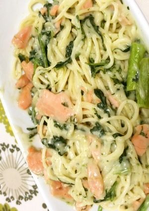 ほうれん草とサーモンのクリームパスタ-レシピのメイン写真