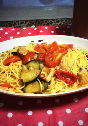 ペペロンチーノ風夏野菜パスタ♡-レシピのメイン写真