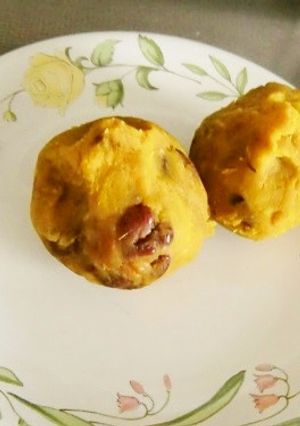 かぼちゃと雑穀米の小豆入り茶巾風-レシピのメイン写真