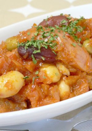 ミックス豆とソーセージのトマト煮-レシピのメイン写真