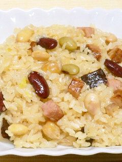 豆入り中華風焼豚おこわ-レシピのメイン写真
