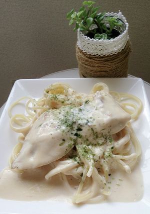 魚☆パスタ☆パンに♡うまうまソース添え-レシピのメイン写真
