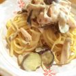 簡単♪スモークチキンの牛乳クリームパスタ