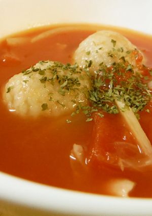 もっちもちレンコン団子入り♪トマトスープ-レシピのメイン写真