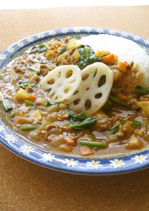 フライパンで♪しゃきっと蓮根キーマカレー-レシピのメイン写真