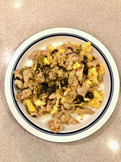 材料揃えば簡単☆豚肉と高菜、卵の炒めもの-レシピのメイン写真