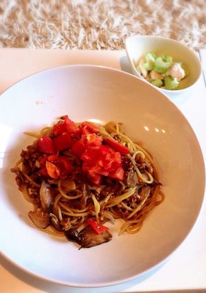 和風納豆パスタのトマト添え-レシピのメイン写真