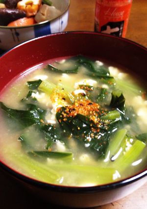 豆腐と小松菜の炒め味噌汁-レシピのメイン写真