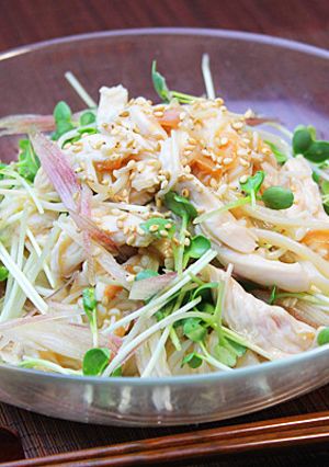 時短！ささみと梅肉の冷製パスタ風うどん！-レシピのメイン写真