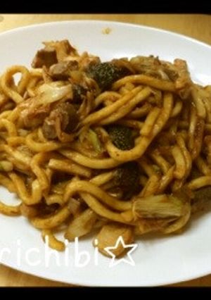 津山ホルモンうどん風ホルモンカレーうどん-レシピのメイン写真