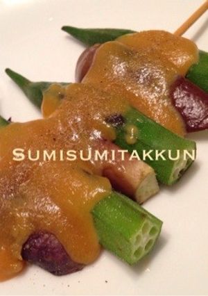 茄子とオクラの串刺し田楽♪-レシピのメイン写真