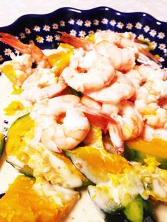 海老マヨ風味のかぼちゃサラダ(^○^)-レシピのメイン写真