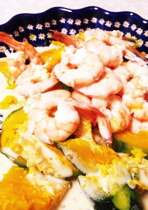 海老マヨ風味のかぼちゃサラダ(^○^)-レシピのメイン写真