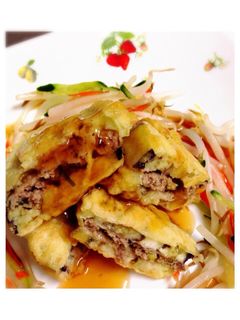 ☆秋なすのはさみ揚げ 甘酢あんかけ☆-レシピのメイン写真