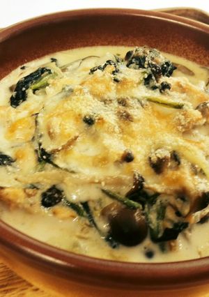 サーモンクリームスープパスタ　グラタン風-レシピのメイン写真