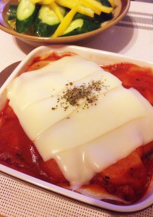 超ズボラな茄子と餃子の皮でラザニア風☆-レシピのメイン写真