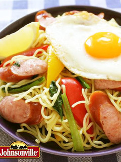 ジョンソンヴィルと小松菜の塩焼きそば-レシピのメイン写真