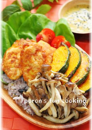 Cafe風♪ささみピカタとグリル野菜の丼-レシピのメイン写真