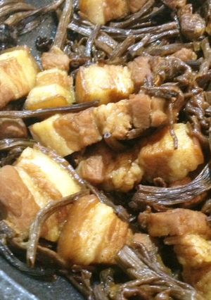 柳松茸と豚肉の醤油煮-レシピのメイン写真