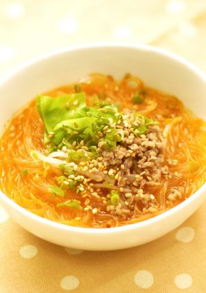 簡単！チゲ風春雨スープ-レシピのメイン写真