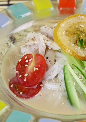 カフェごはん風レモンチキンの豆乳そうめん-レシピのメイン写真