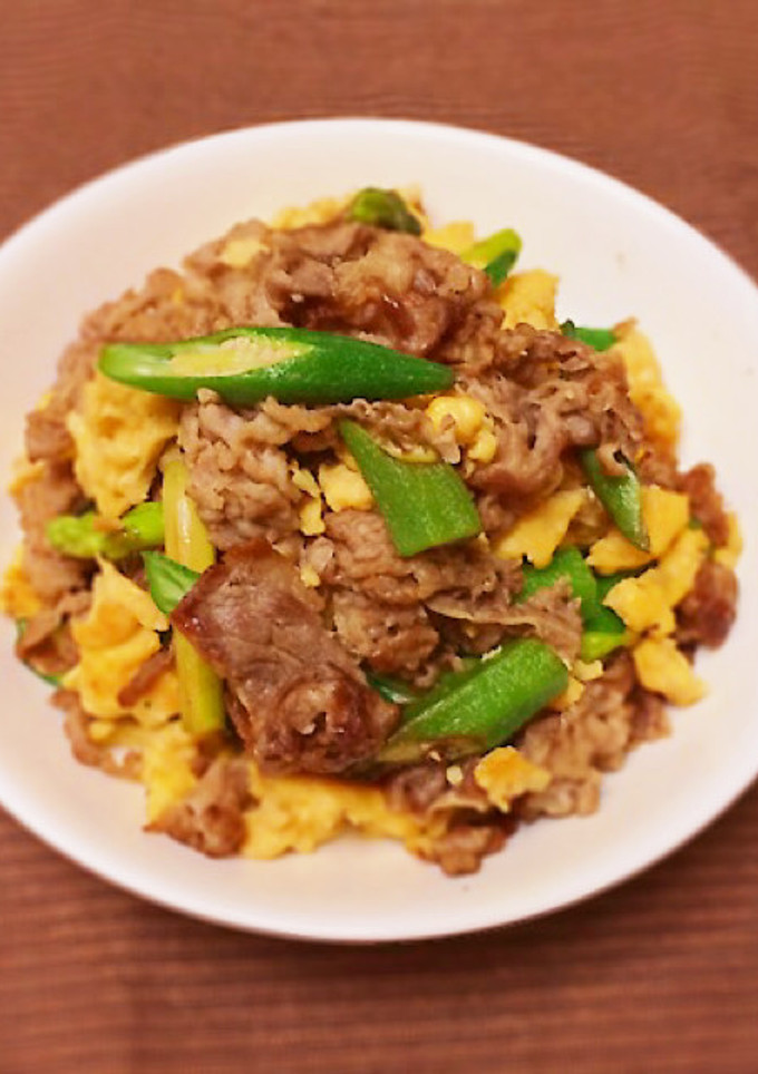 オクラと牛肉のたまご炒め-レシピのメイン写真