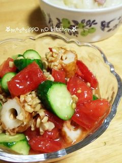 やみつき!胡瓜と竹輪とトマトの納豆サラダ-レシピのメイン写真