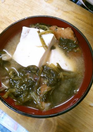 ホウレン草 豆腐 さつま揚げの味噌汁-レシピのメイン写真