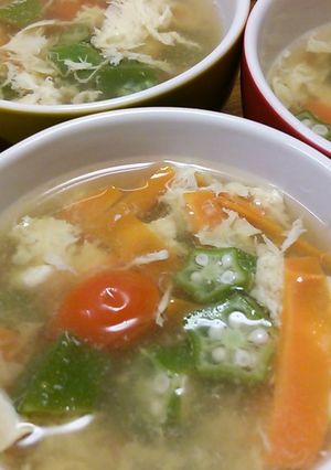 かんたん！乱切りオクラのスープ-レシピのメイン写真
