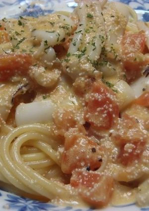 アオリイカの明太子クリームパスタ-レシピのメイン写真