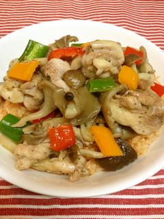 若鶏ときのこのアヒージョ丼-レシピのメイン写真