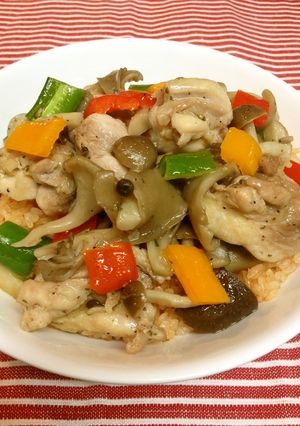 若鶏ときのこのアヒージョ丼-レシピのメイン写真
