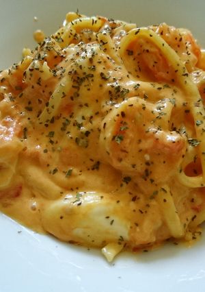海老とモッツァレラのトマトクリームパスタ-レシピのメイン写真