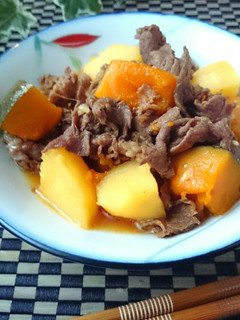 かぼちゃ牛肉じゃがいもの☆ピリ辛煮物★-レシピのメイン写真