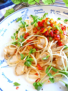 塩ピーマンでベビー帆立のパスタ✿-レシピのメイン写真