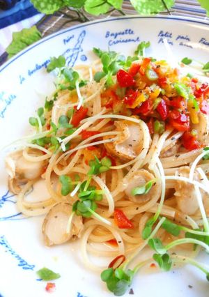 塩ピーマンでベビー帆立のパスタ✿-レシピのメイン写真