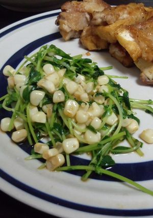 簡単♪お弁当に♪豆苗とコーンのバター醤油-レシピのメイン写真