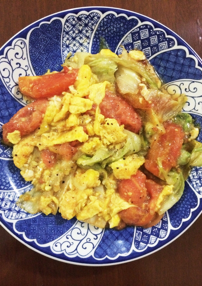 トマト卵レタスの炒め物-レシピのメイン写真