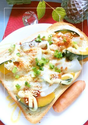 南瓜×玉葱のトースト　ゴマソース味-レシピのメイン写真