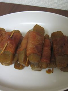 こんにゃくのベーコン巻き 照り焼きで★-レシピのメイン写真