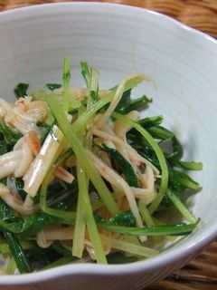 水菜とエノキ~中華風ピリカラ和え物-レシピのメイン写真