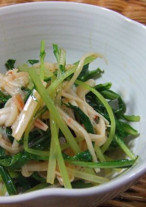 水菜とエノキ～中華風ピリカラ和え物-レシピのメイン写真