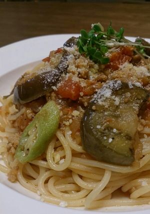 茄子たっぷりのミートソースすぱ-レシピのメイン写真