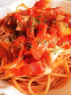 油使わず簡単ヘルシー♡トマトソースパスタ-レシピのメイン写真