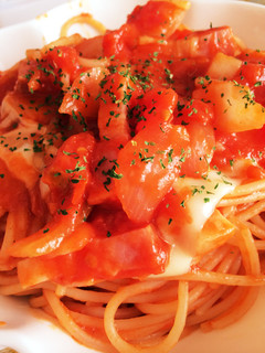 油使わず簡単ヘルシー♡トマトソースパスタ-レシピのメイン写真