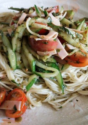 冷製パスタ風☆ジェノベーゼそうめん-レシピのメイン写真
